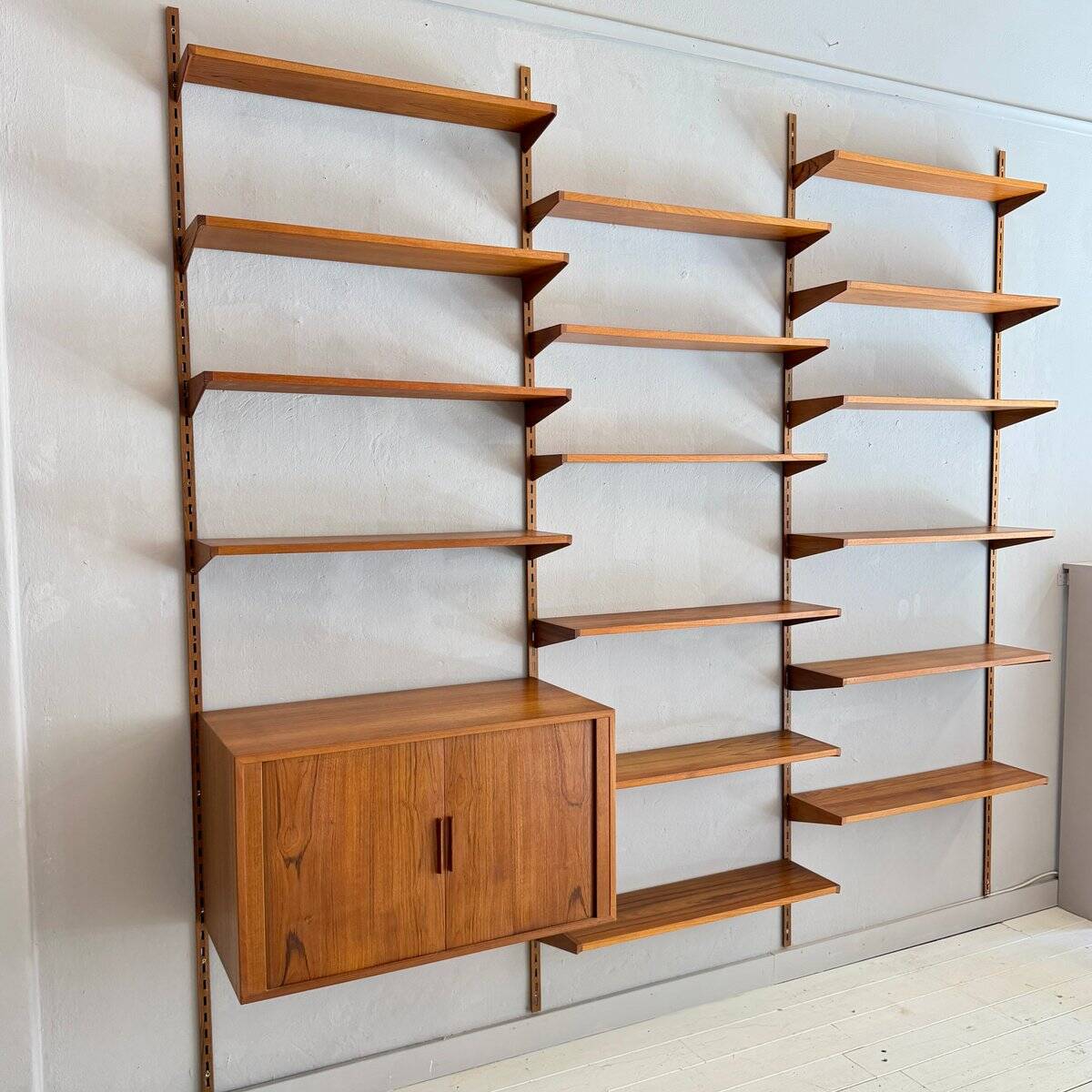 Large modular teak wall system by Kai Kristiansen, Denmark, 1960s