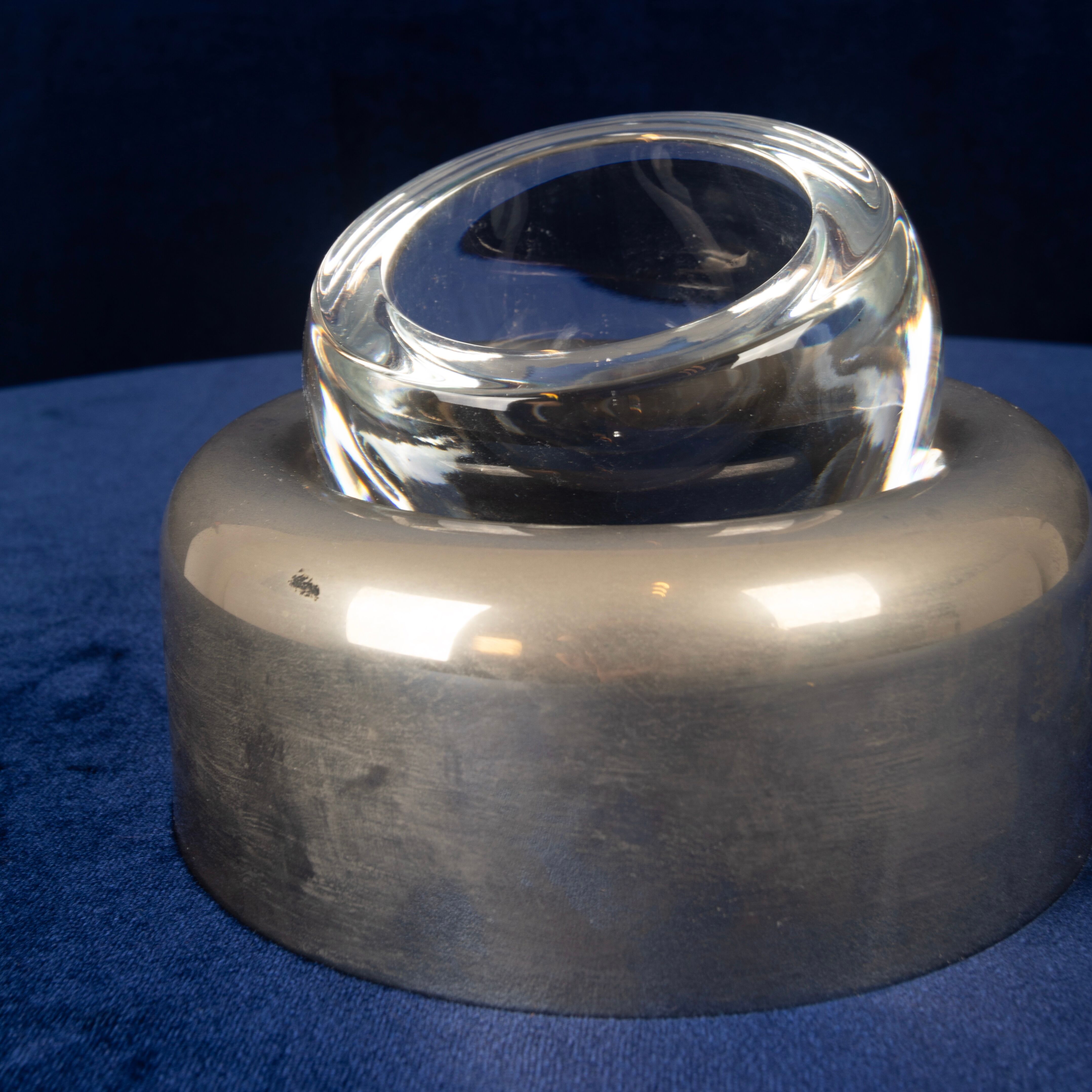 Joe Colombo Biglia Crystal and Metal Ashtray for Arnolfo di Cambio Italy 1970