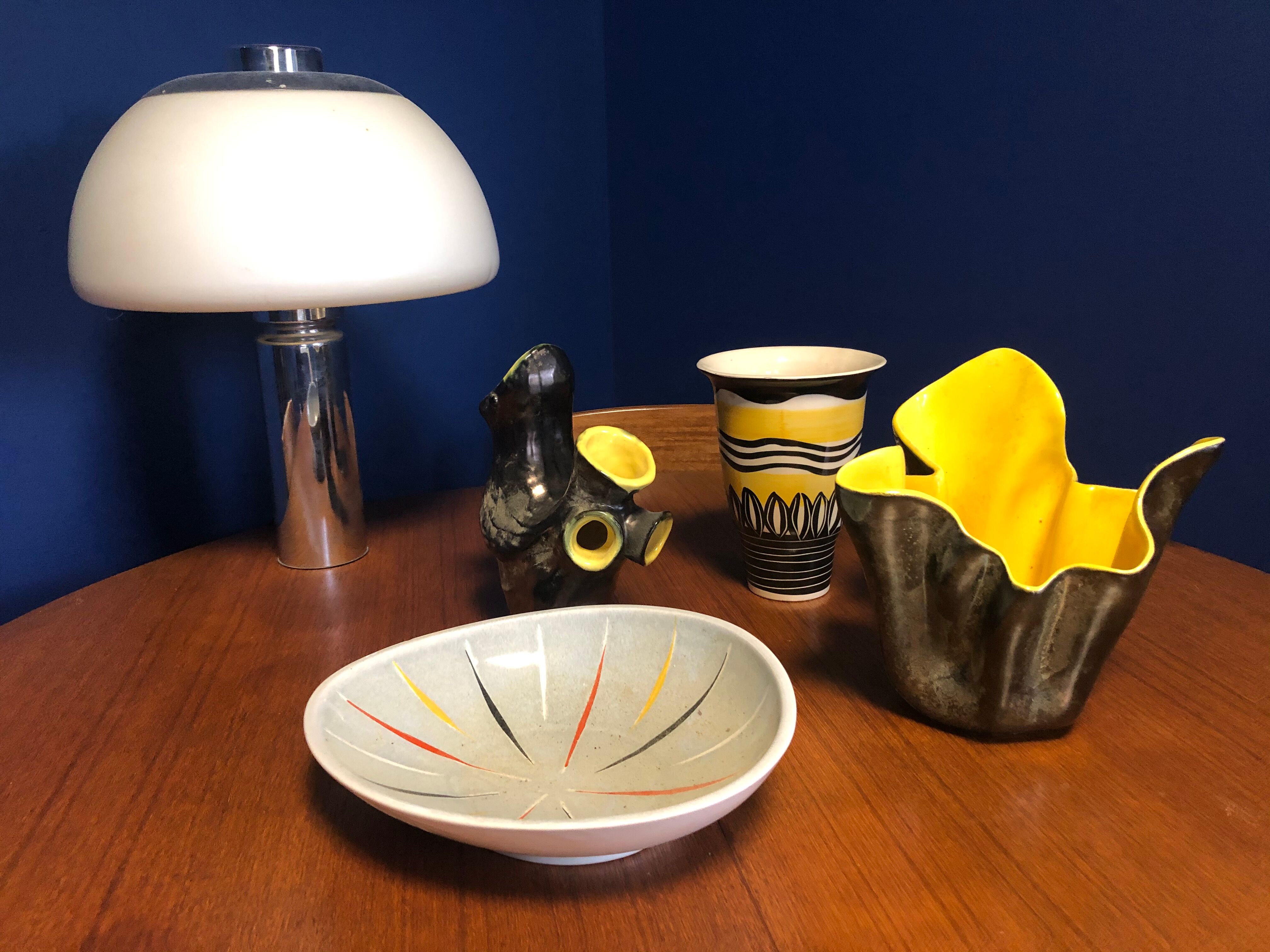 Ceramic vase with black stripes