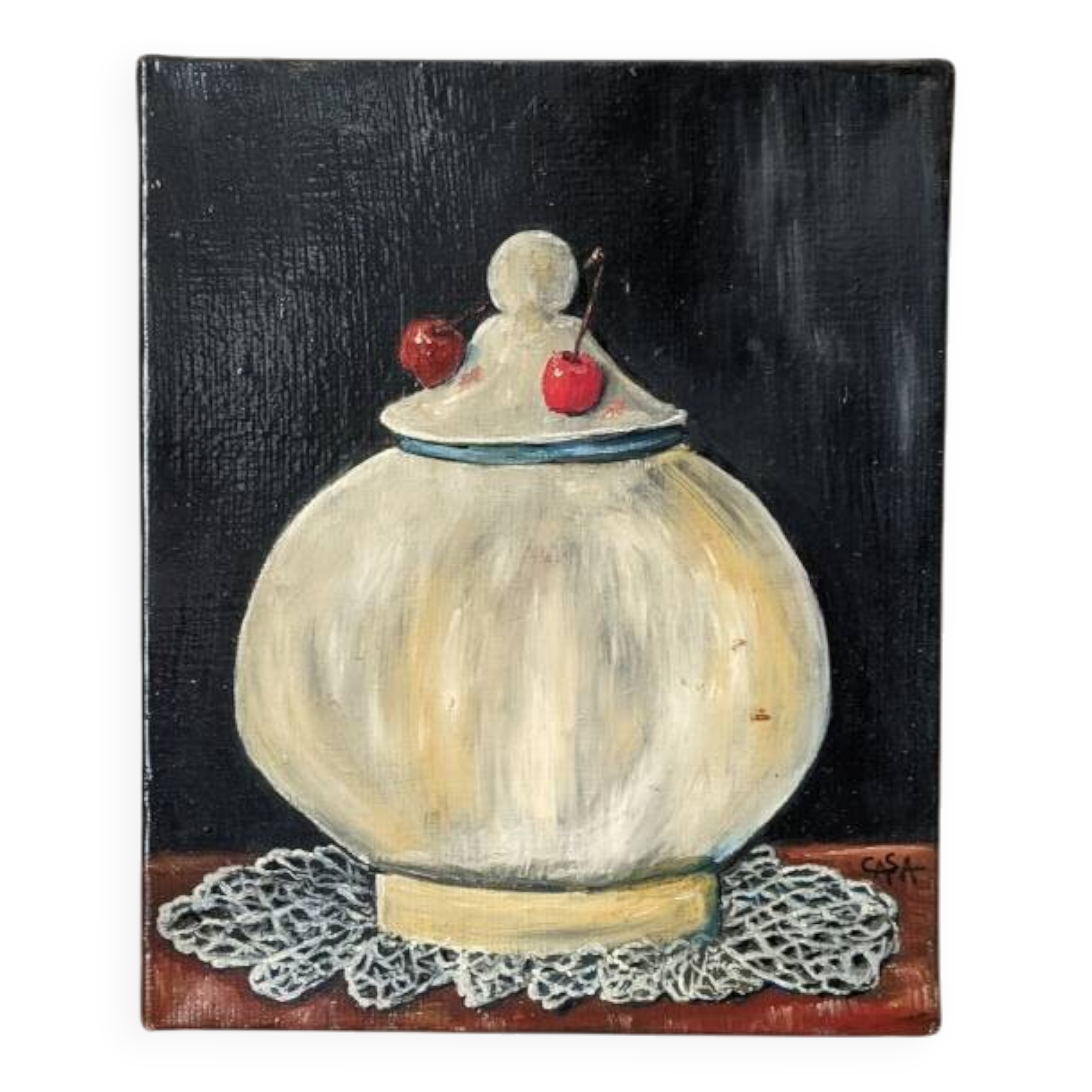 Small oil on canvas still life painting countryside style slow decoration