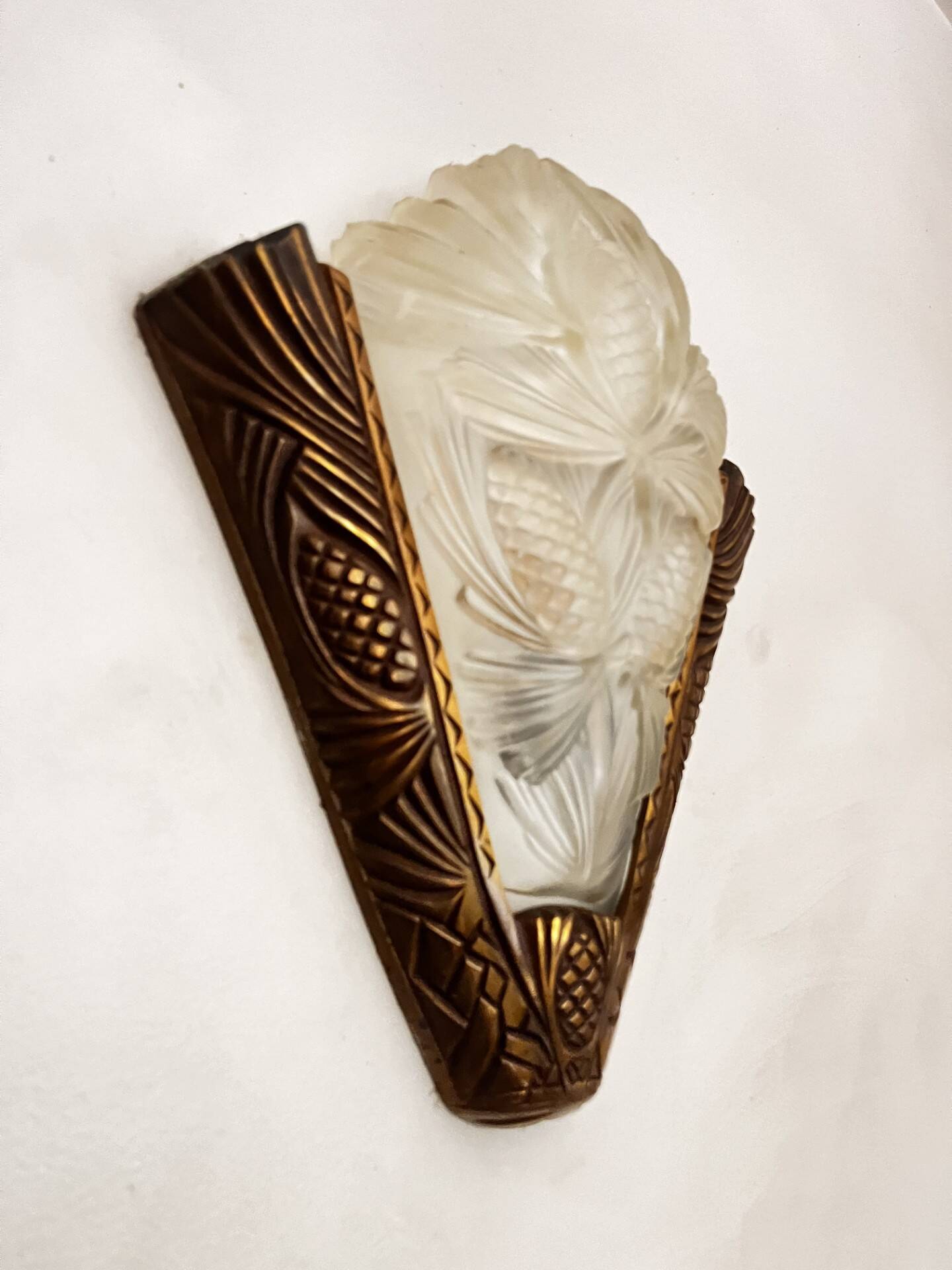 Brass and opaline wall light