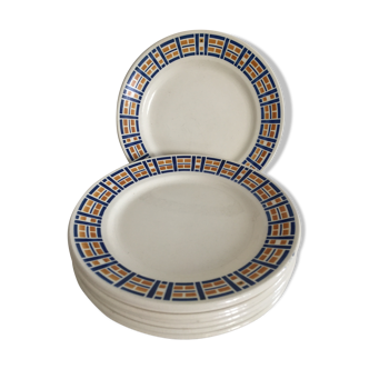8 assiettes à dessert Badonviller, série Robinson