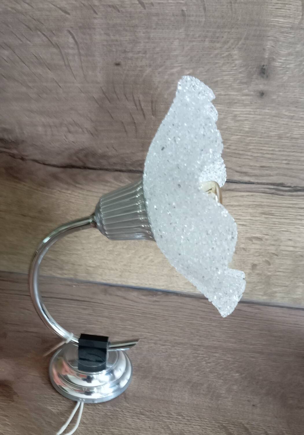 Vintage silver metal wall light and perpex corolla