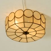 Beautiful round Mid-Century Modern ceiling or wall lamp made of Capiz