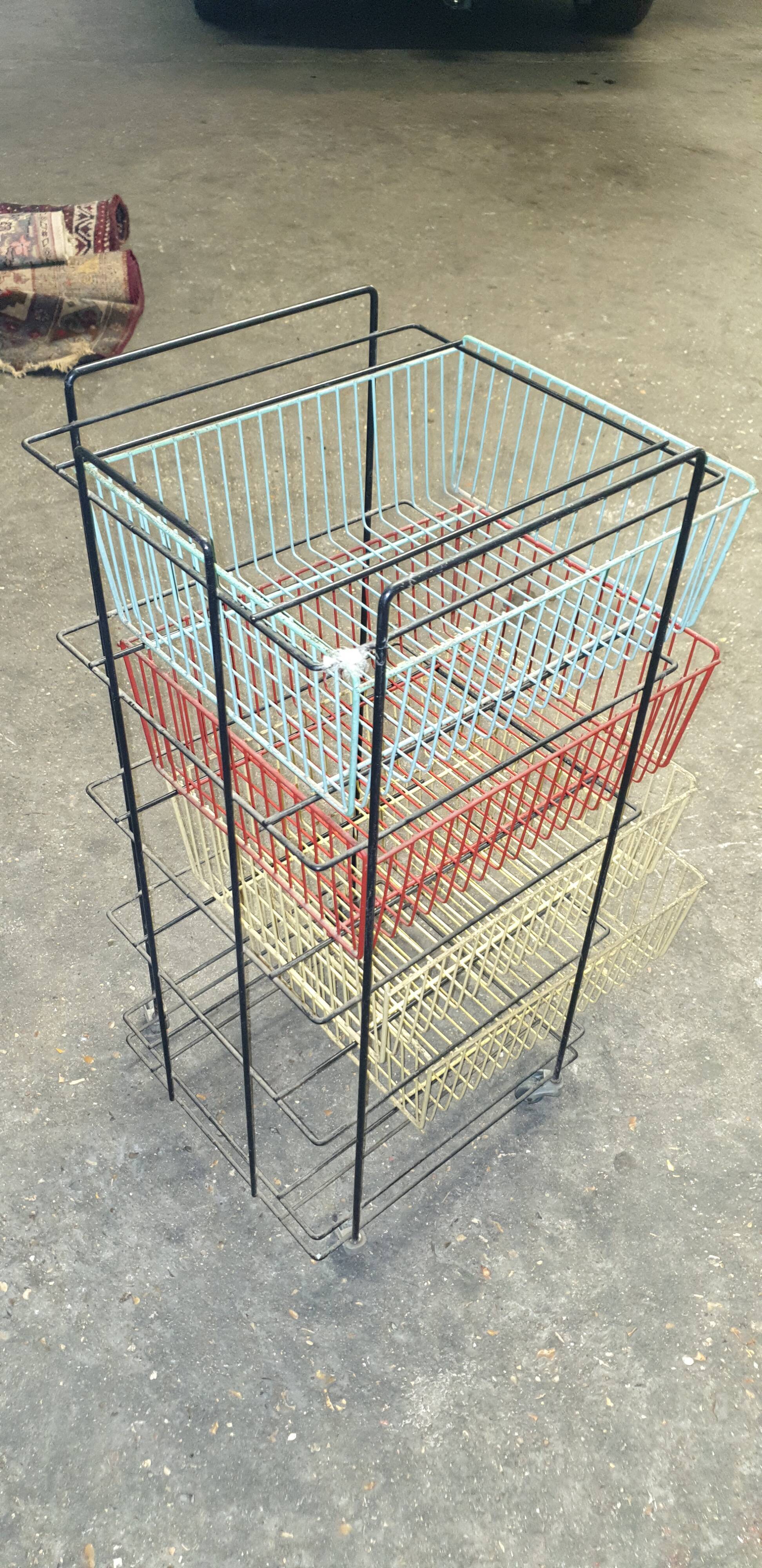 Mobile trolley with sliding baskets from the sixties