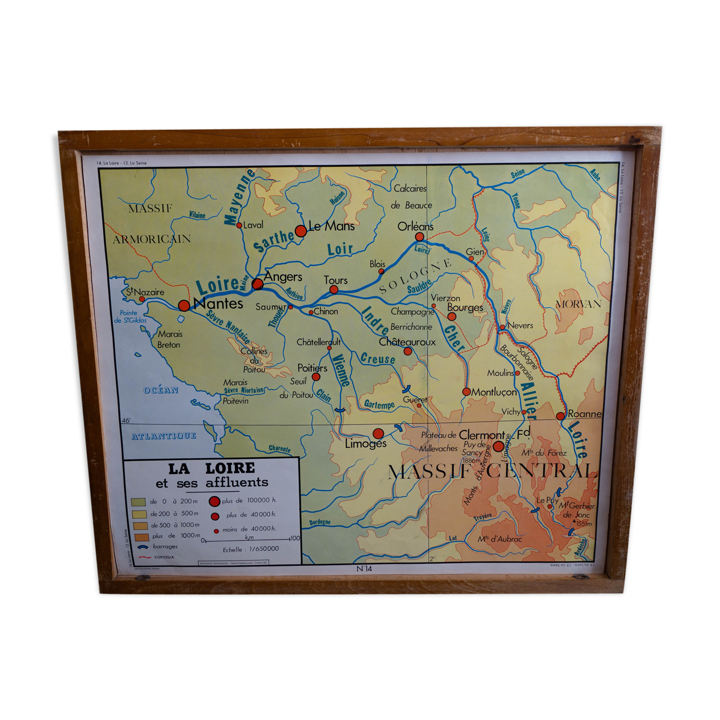 Rossignol school map "La Seine / La Loire", 1950s
