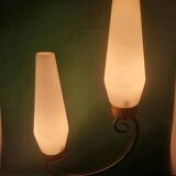 Large double lighting vintage opaline table lamp