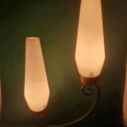 Lampe de table à poser grande double éclairage opaline vintage