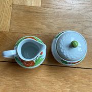 Sugar bowl and milk jug with flowers Hutschenreuther