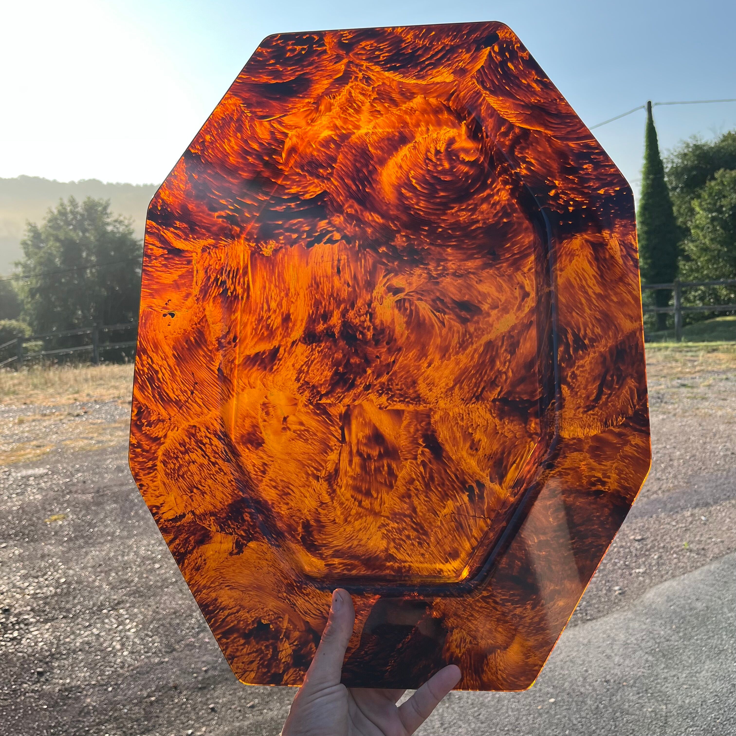 Vintage tortoiseshell hexagonal tortoiseshell serving tray