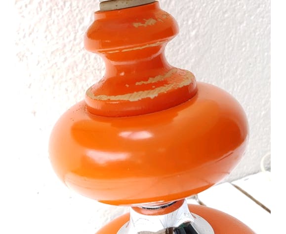 Lampe bois orange et chrome 70's