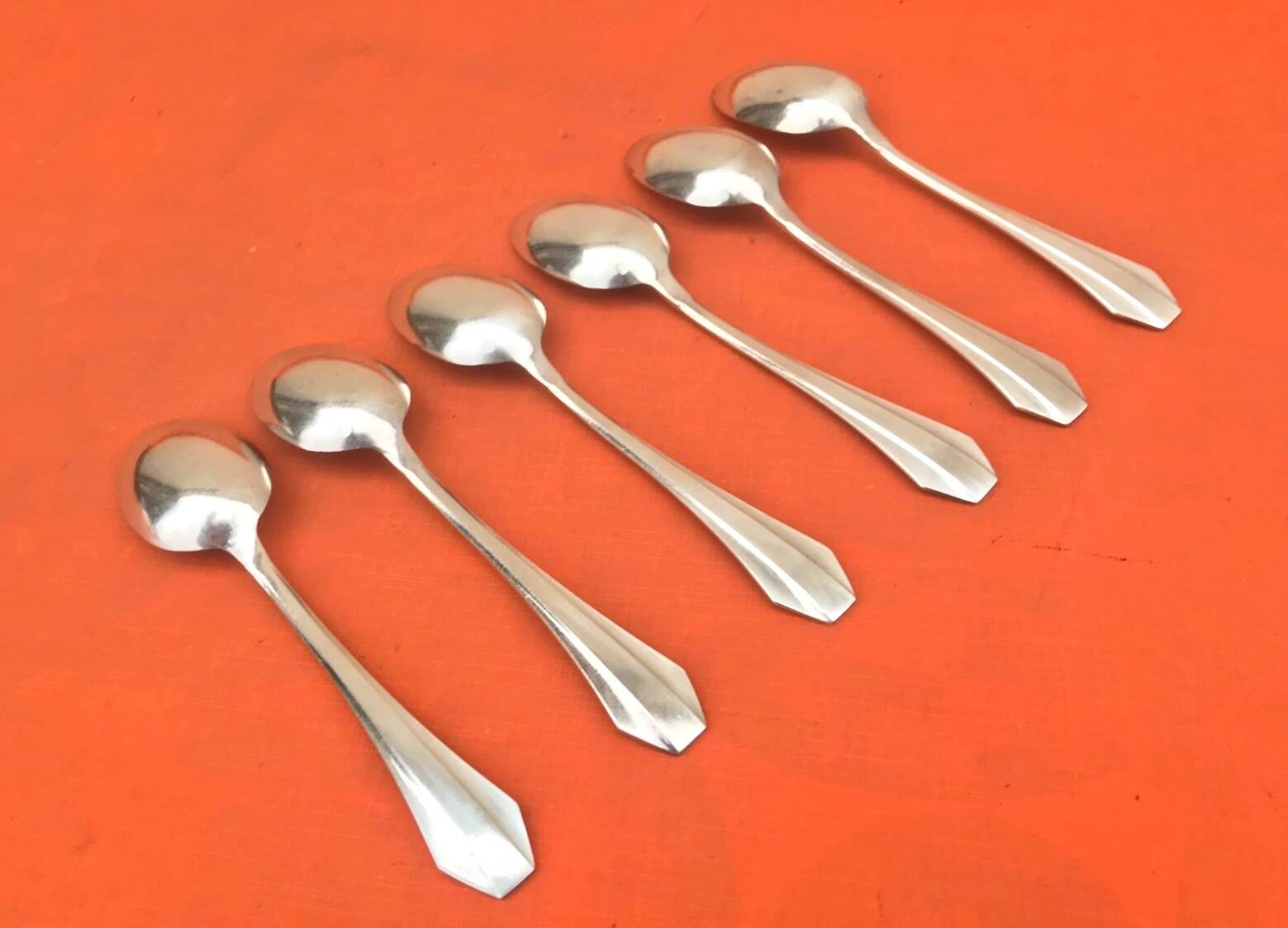 Art Deco Set of 6 forks and 6 large spoons, silver-plated metal, SNO REX