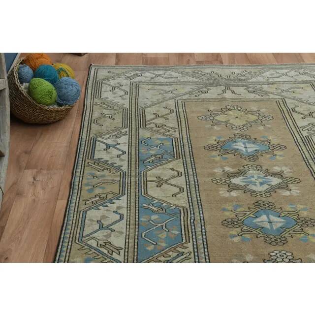 1970s Vintage Turkish Handmade Wool & Cotton Orange Area Rug 154x230