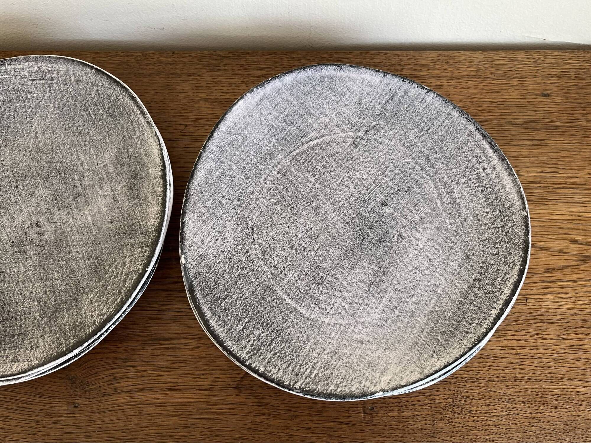 Set of 8 brutalist plates 1970 grey Niederviller Twilight