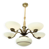 Lustre Art nouveau en laiton et verre, 1910s