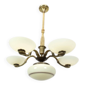 Lustre Art nouveau en laiton et verre, 1910s
