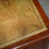 Antique Hardwood Desk with Leather Top and Slanted Drawer