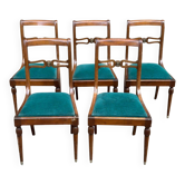 4 dining chairs in Directoire style from the 19th century with velvet upholstery.