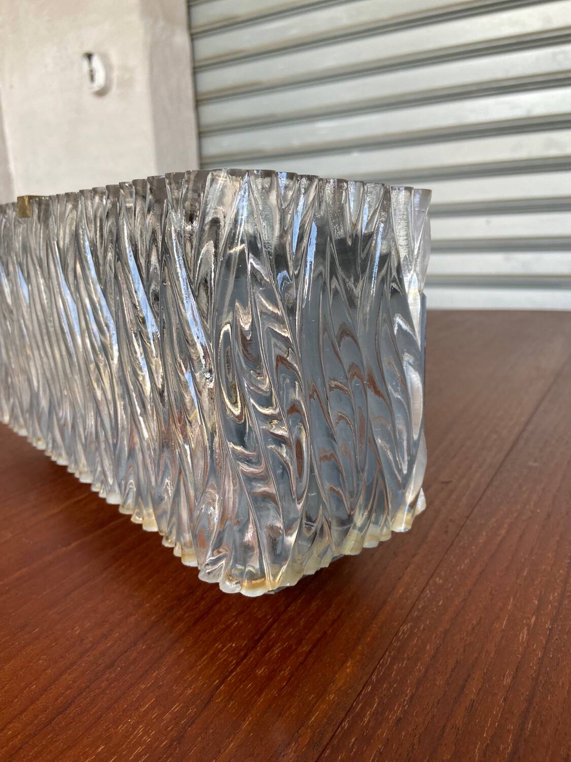 3 molded glass sconces 1950