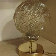 Vintage textured amber moulded globe bedside lamp