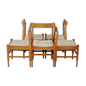 5 chaises en bois piètement