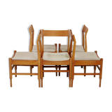 5 chaises en bois piètement fuselé circa 1975
