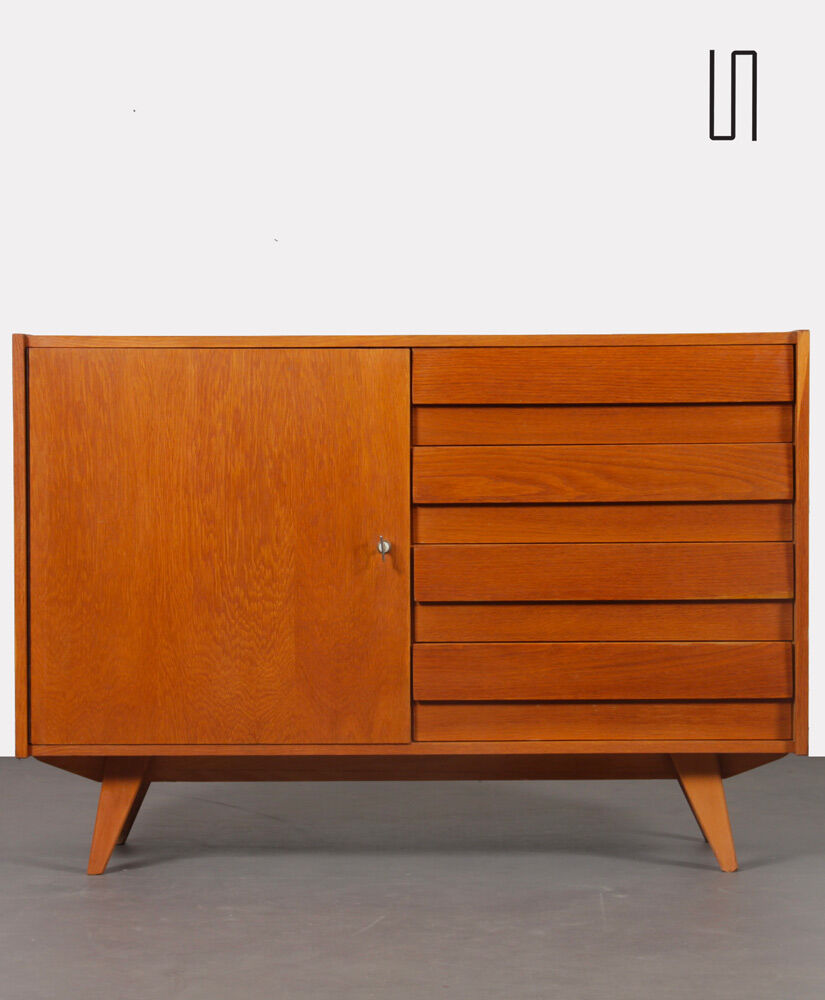 Vintage oak chest of drawers by Jiri Jiroutek, model U-458, 1960