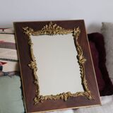 Miroir doré en bois et stuc ancien