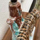 Vintage ceramic tiger lamp