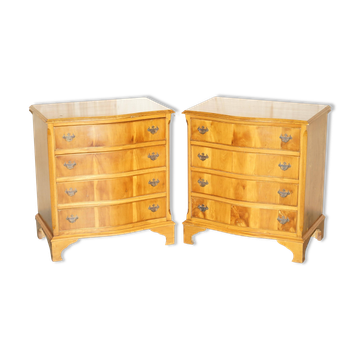 Paire Vintage de Commodes Large en If Nœudé et Loupe