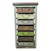 Vintage Green Industrial Iron Chest of Drawers, 1950s