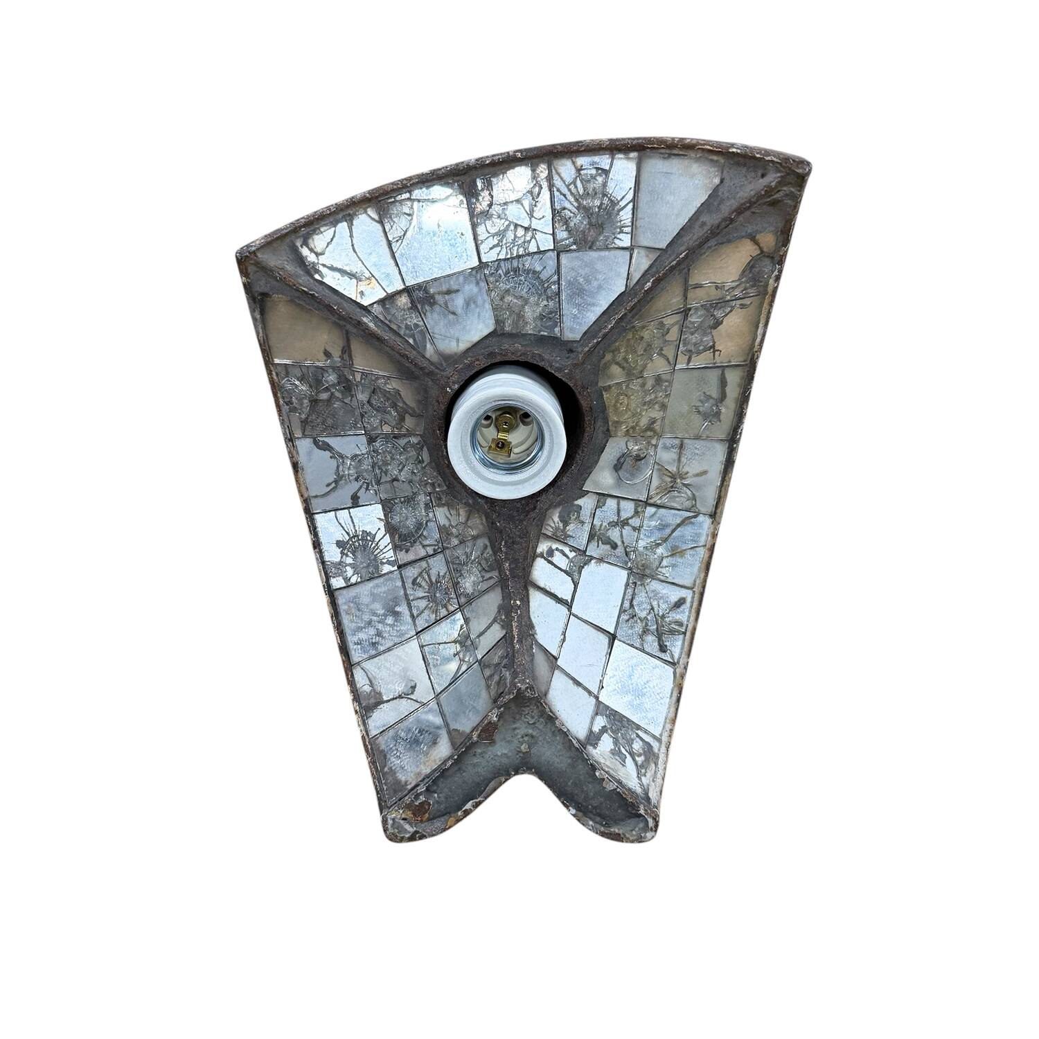 Nr. 2 Vintage industrial mirrored pendant light by Esla