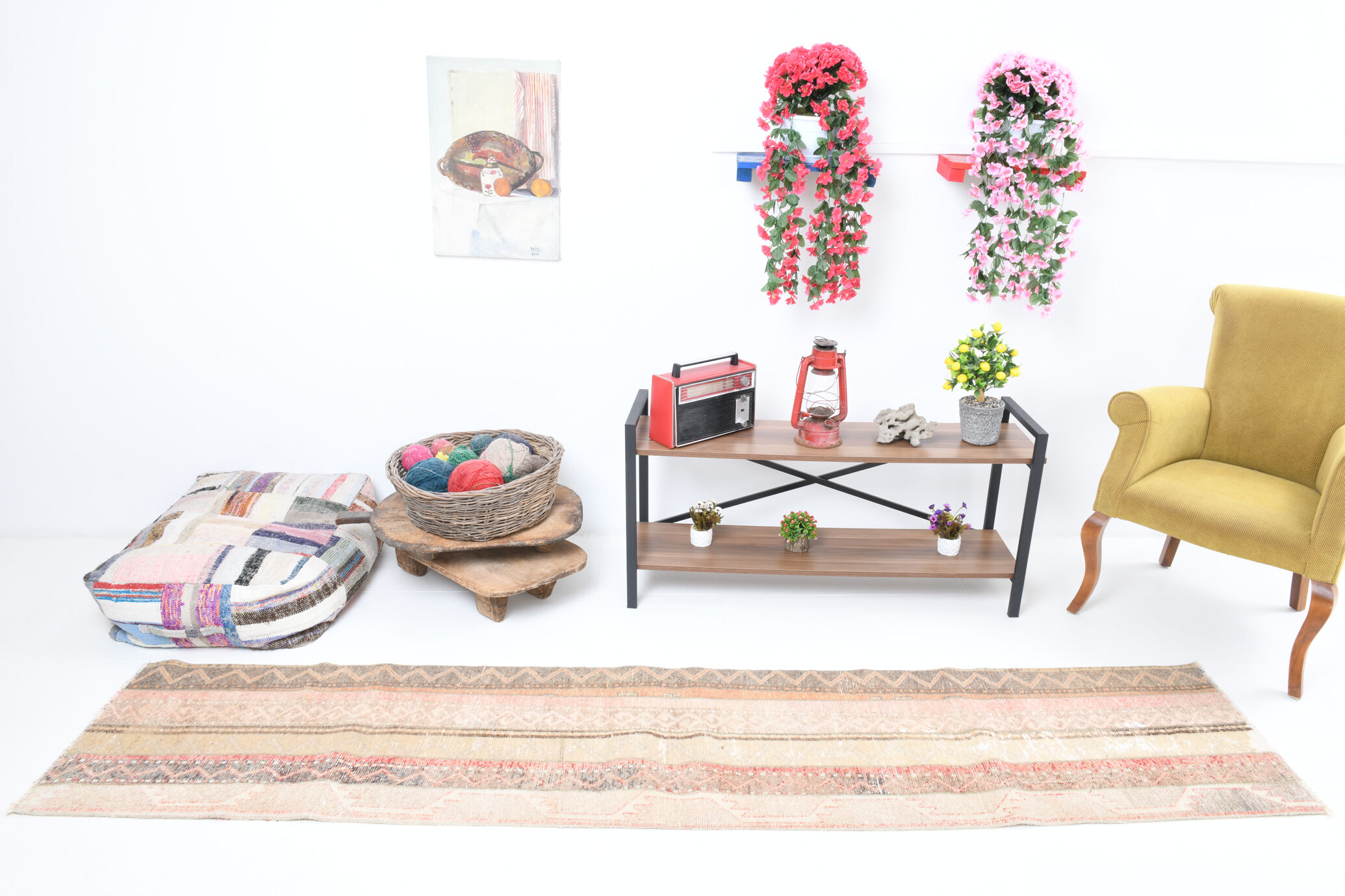 Farmhouse vintage patchwork runner rug