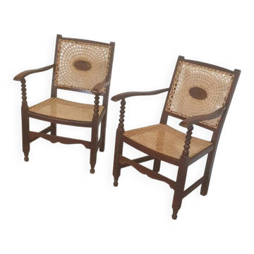 Fauteuils de monastère / médaillon / sangles / années 1930