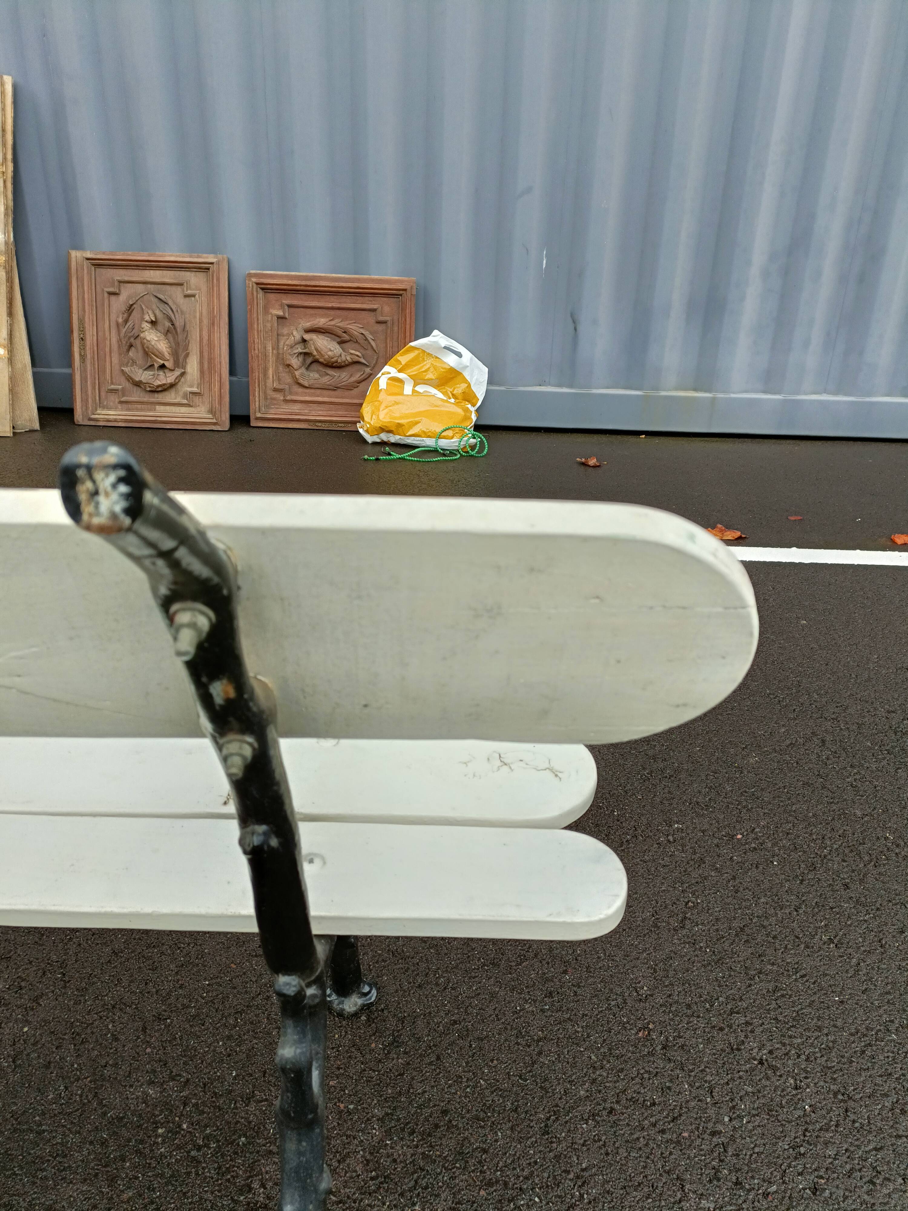 Garden bench old cast iron feet