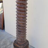 Colonne vis de pressoir en bois ancienne 19ème art populaire rustique en chêne