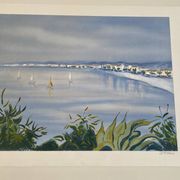 Lithograph signed by the French artist Victor ZAROU - Coastal view