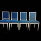 Série de 4 chaises style Louis XVI velours bleu