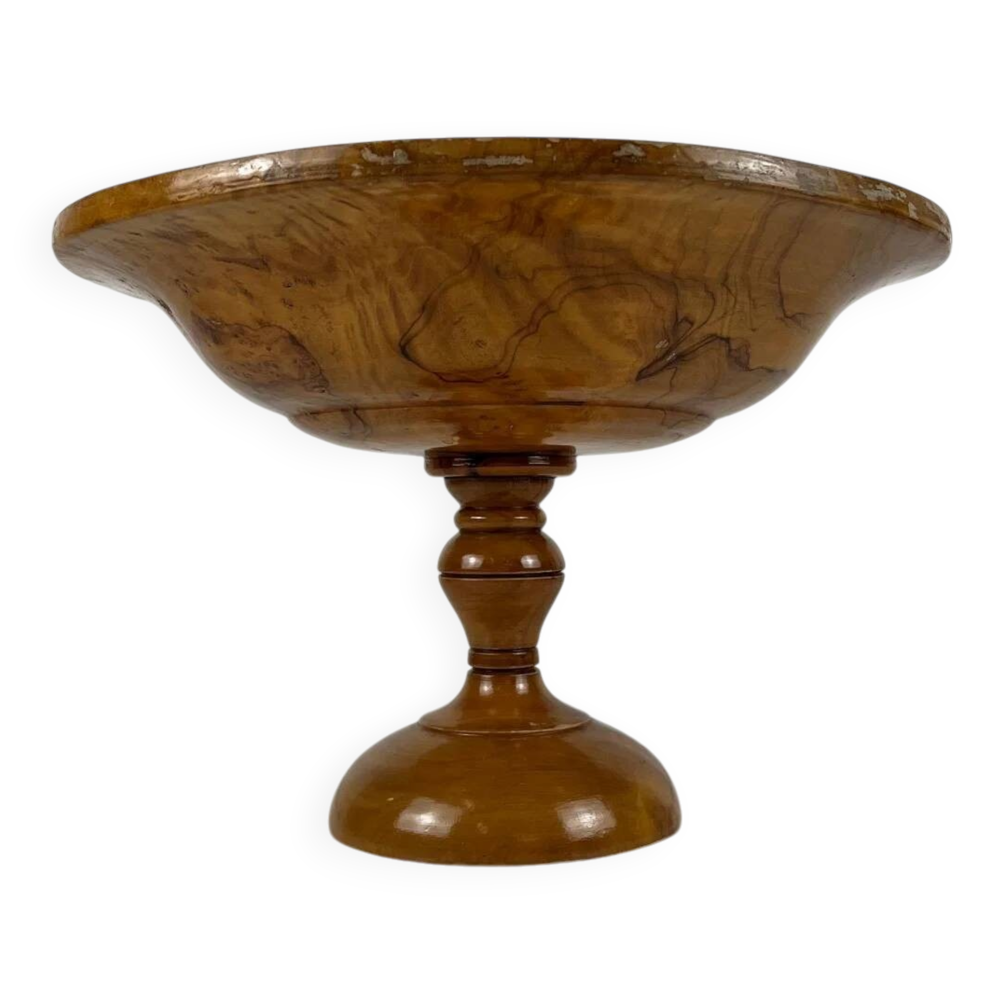 Cup - Footed fruit bowl made of single-piece olive wood, 1950-60