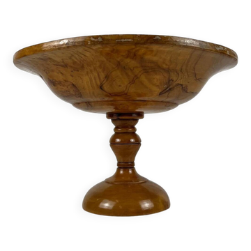 Tazza - Coupe à fruit sur pied monoxyle en bois d'olivier, 1950-60