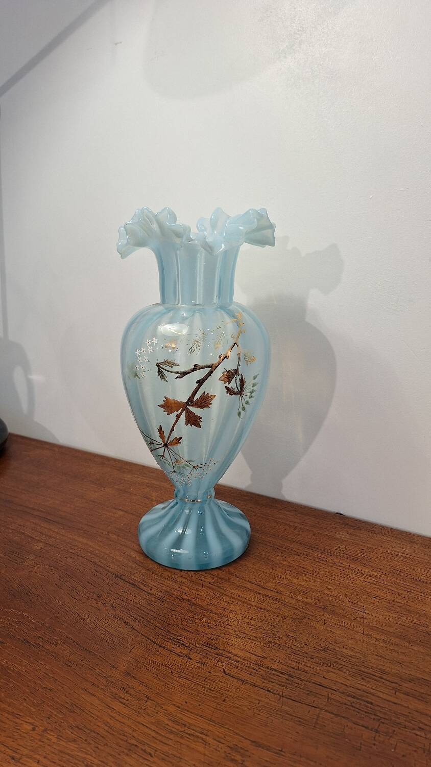 Vase made of bluish glass paste
