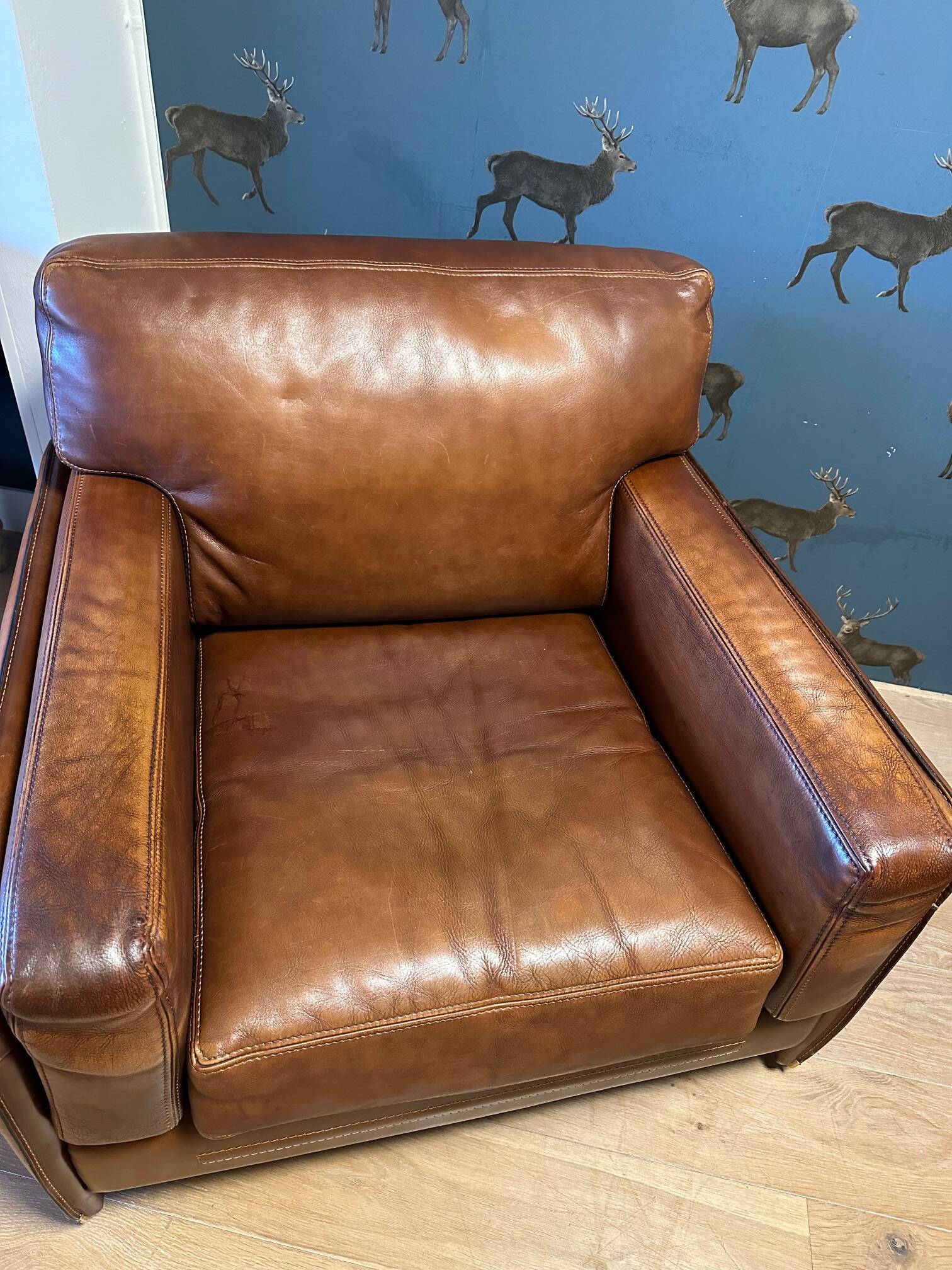 Ensemble de deux fauteuils en cuir de buffle.