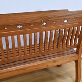 Old colonial varangue bench in teak – mid 20th century