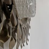 Vintage brass and pressed glass wall light, Sweden, 1960.