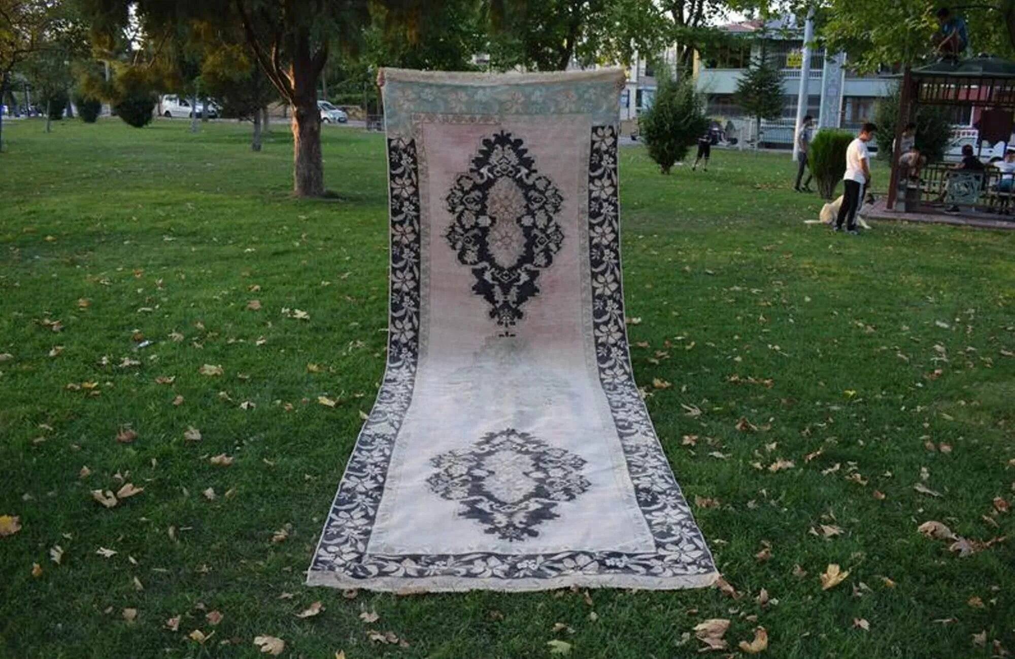 Vintage Turkish hallway rug 142x405 cm