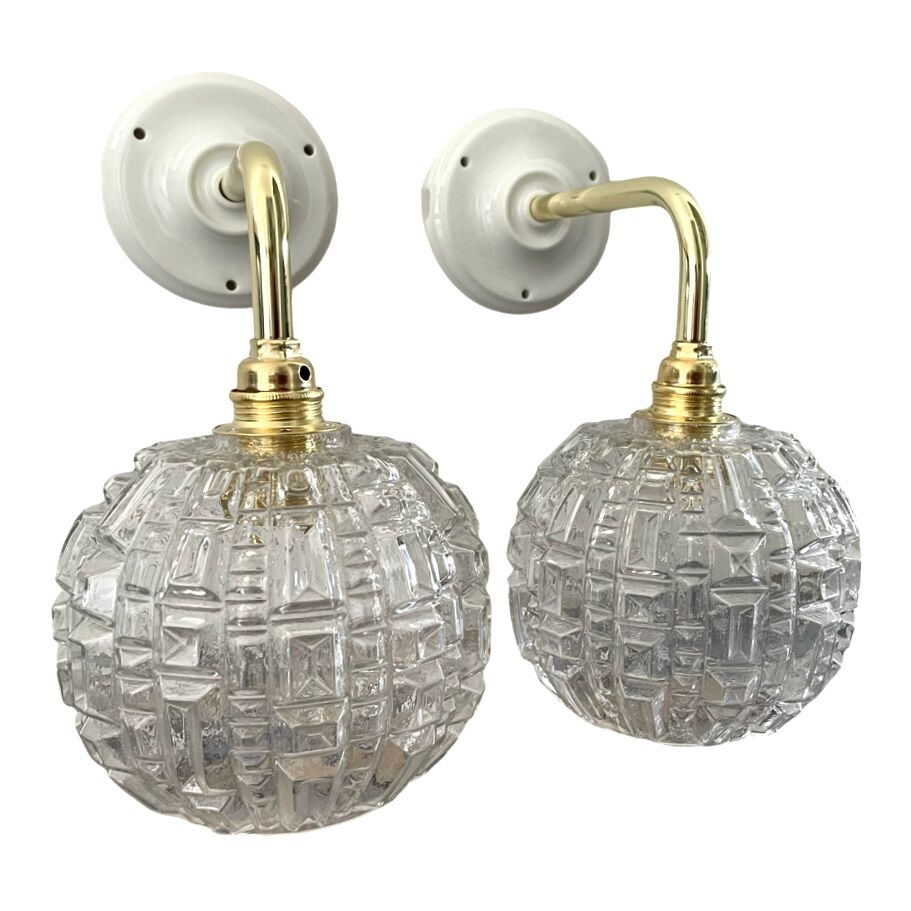Pair of vintage wall sconces globes
