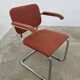 Pair of Marcel Breuer B64 Knoll armchairs in coral fabric