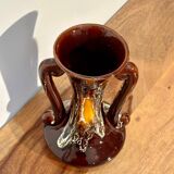 Orange and brown Vallauris vase