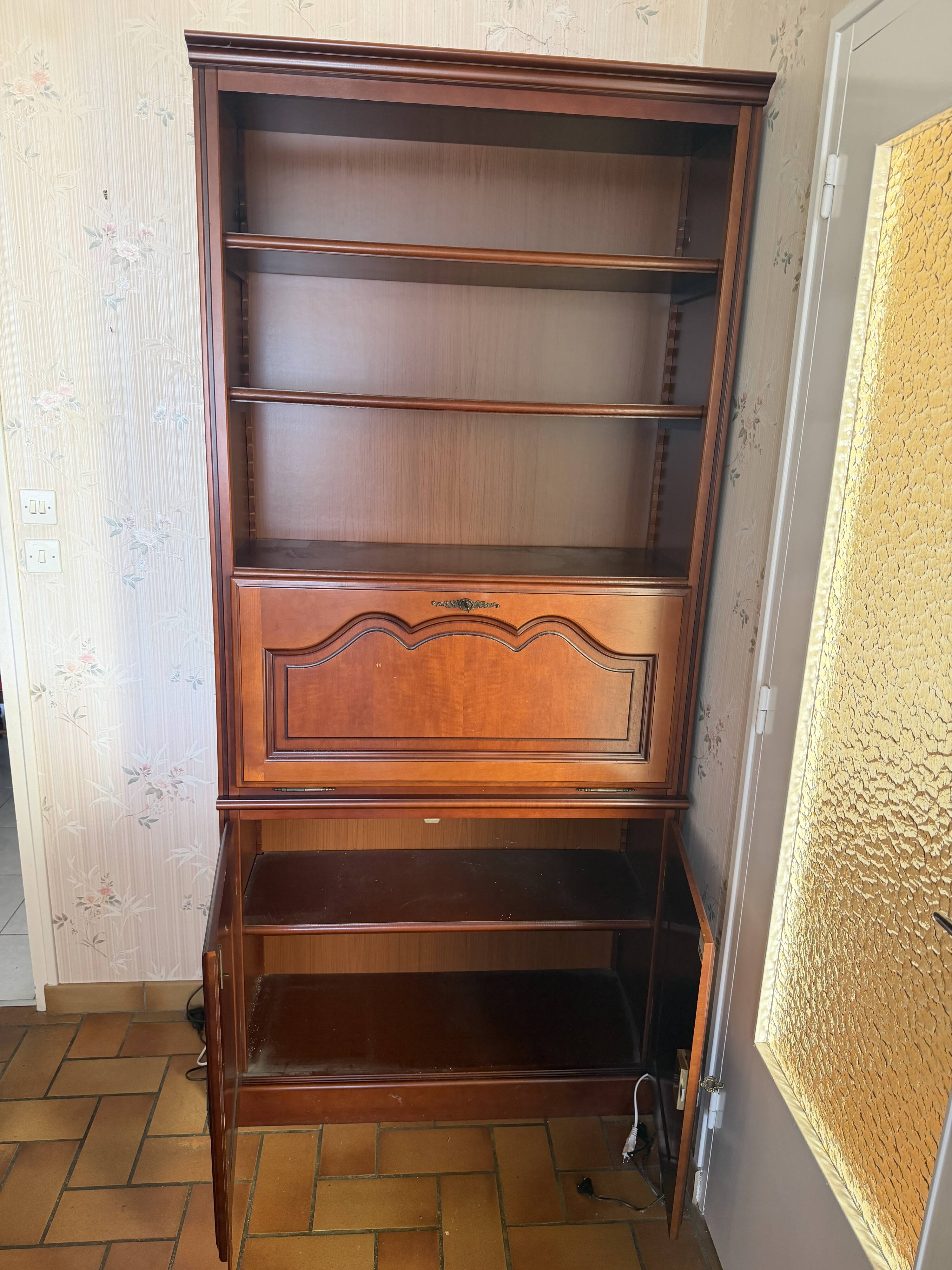 Wooden library secretary with drop-down front - Louis-Philippe style