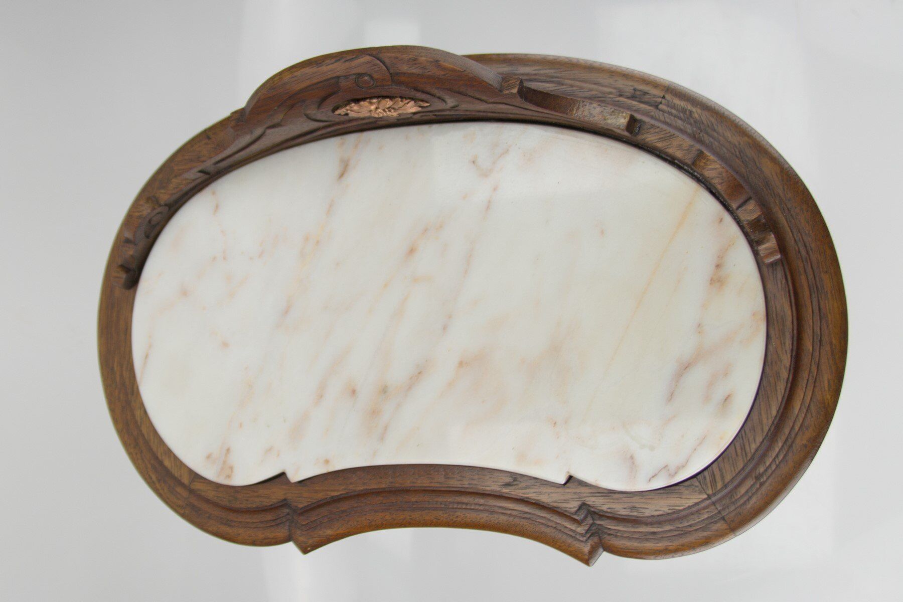 Louis XVI style walnut and marble cabinet